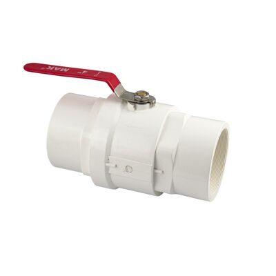 1482 MAK - Кран шаровый 4", м/м, ручка, полипропиленовый, из АБС пластика
