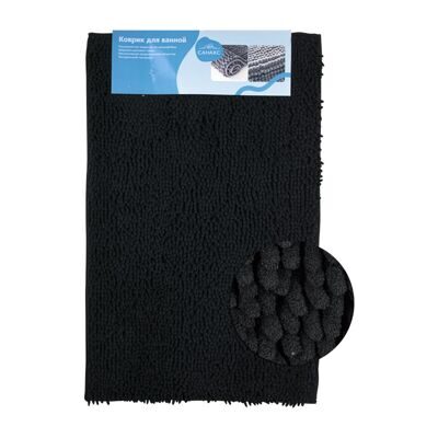 00414 САНАКС - Коврик в ванную Moss одинарный черный 50 х 80 см , 100% хлопок , ворс 20 мм