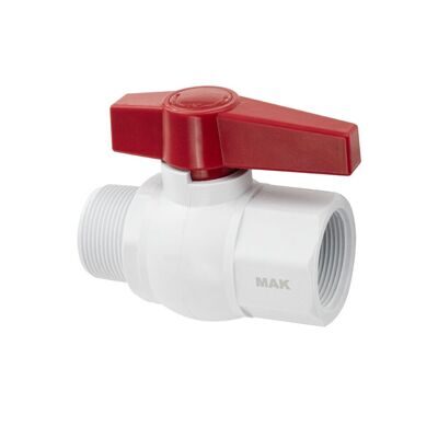 497 MAK - Кран шаровой 1 1/2" п/м ручка-бабочка полипропиленовый из АБС - пластика
